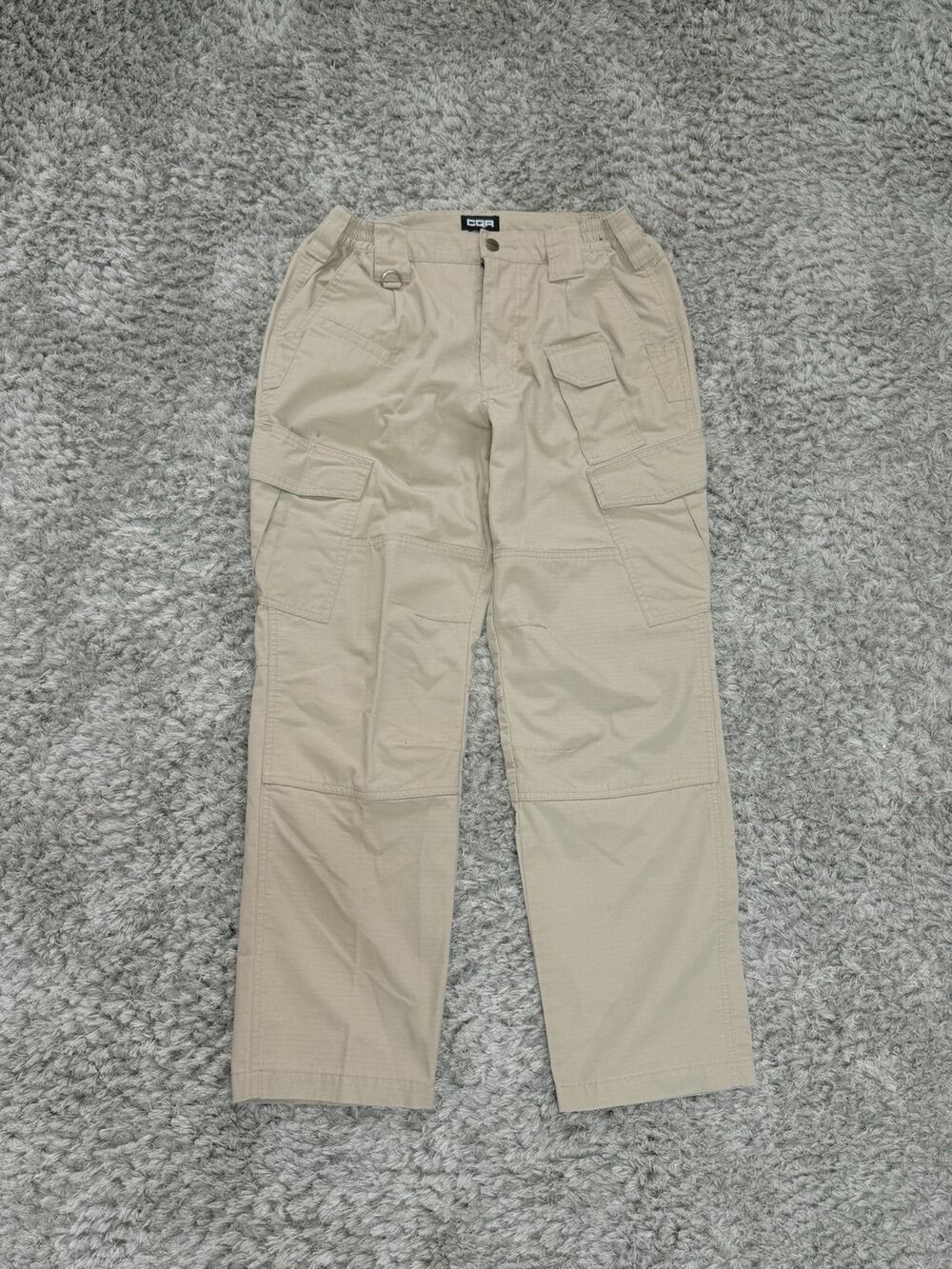 CQR Mens Tactical Cargo Pants Khaki Ripstop Utility Hiking Gorpcore Size 30X30